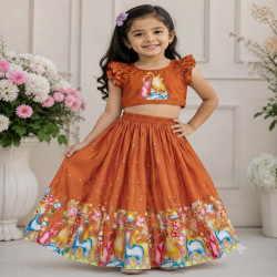 Girls Designer Printed Lehenga Choli Set